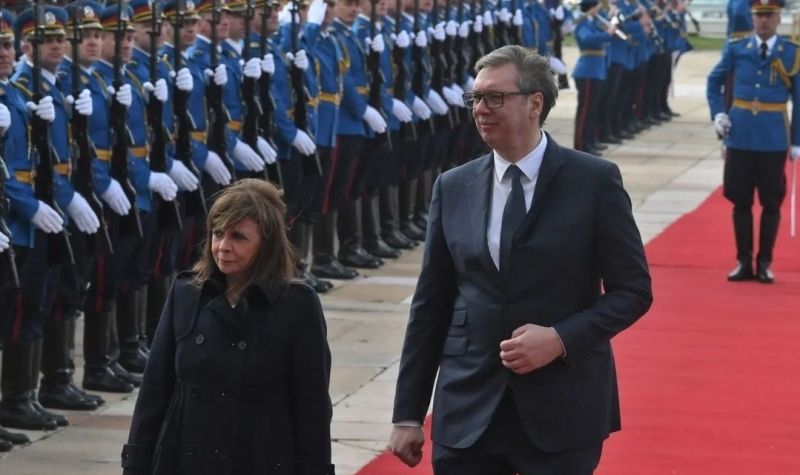 Svečani doček za grčku predsednicu ispred Palate Srbija