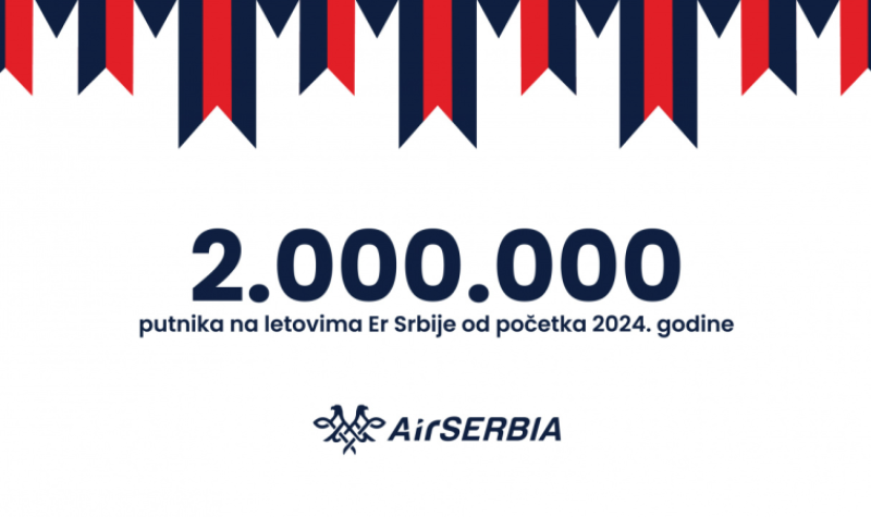 "Er Srbija" prevezla 2 miliona putnika od početka ove godine