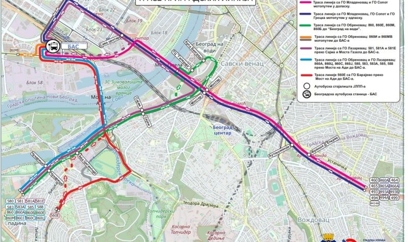 Izmena trasa prigradskih linija nakon izmeštanja autobuske stanice na lokaciju u Bloku 42